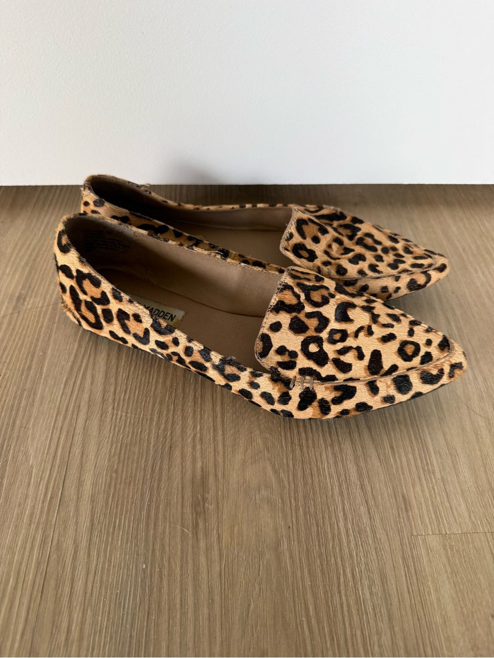Steve Madden Leopard-Print Pointed Loafers in Tan and Black